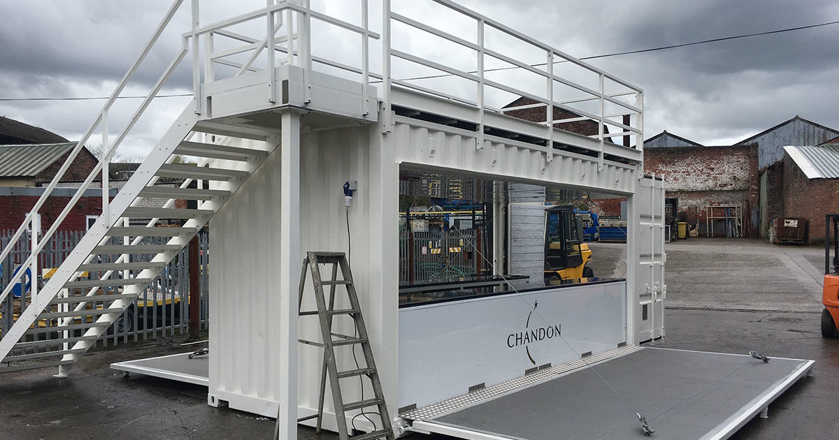 chandon sparkling wine shipping container kiosk